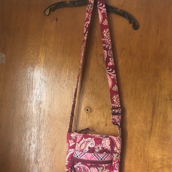 VERA BRADLEY Floral Pink Paisley Zip Pocket AdjustStrap Cross Body Messenger Bag - Picture 5 of 7
